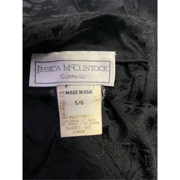 Vintage 1980's Gunne Sax Women's Lace Bodycon Mini Dress Black Size 5/6 - Picture 4 of 5